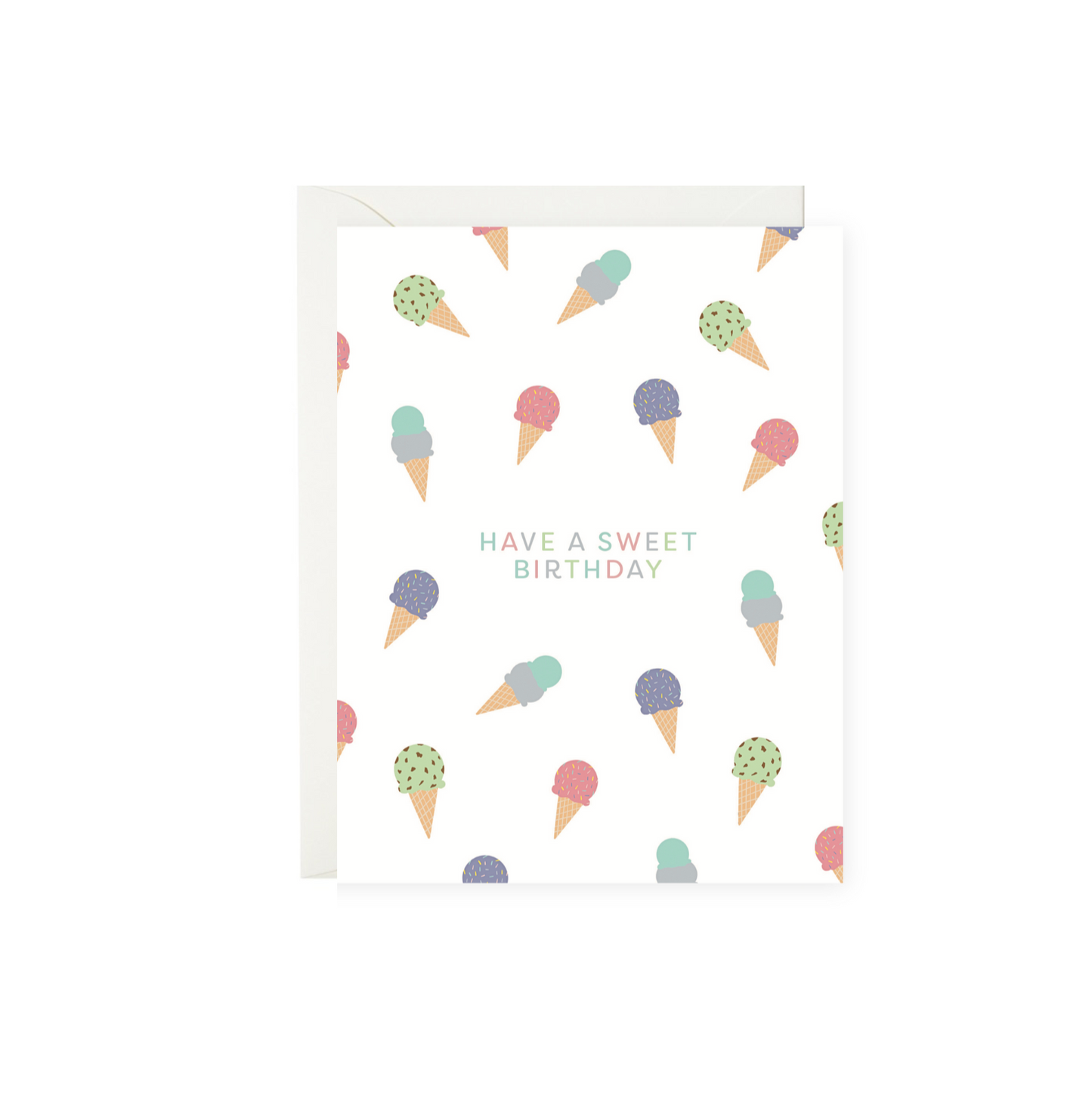 birthday card with colorful ice cream cones