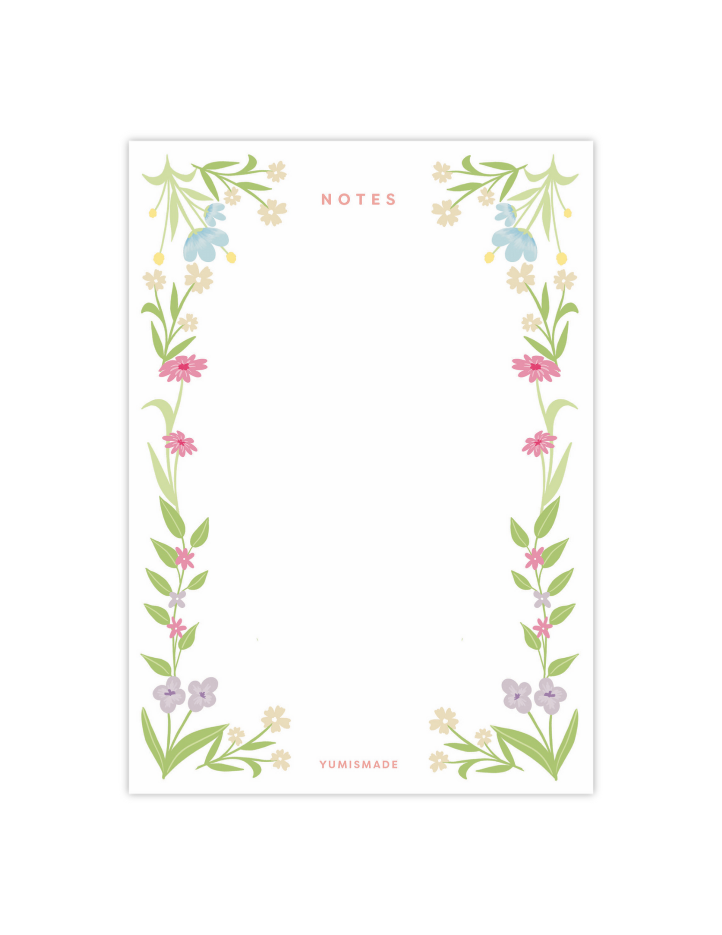 notepad with spring florals around the edges