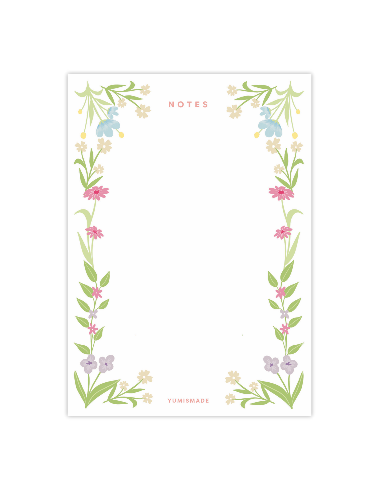 notepad with spring florals around the edges