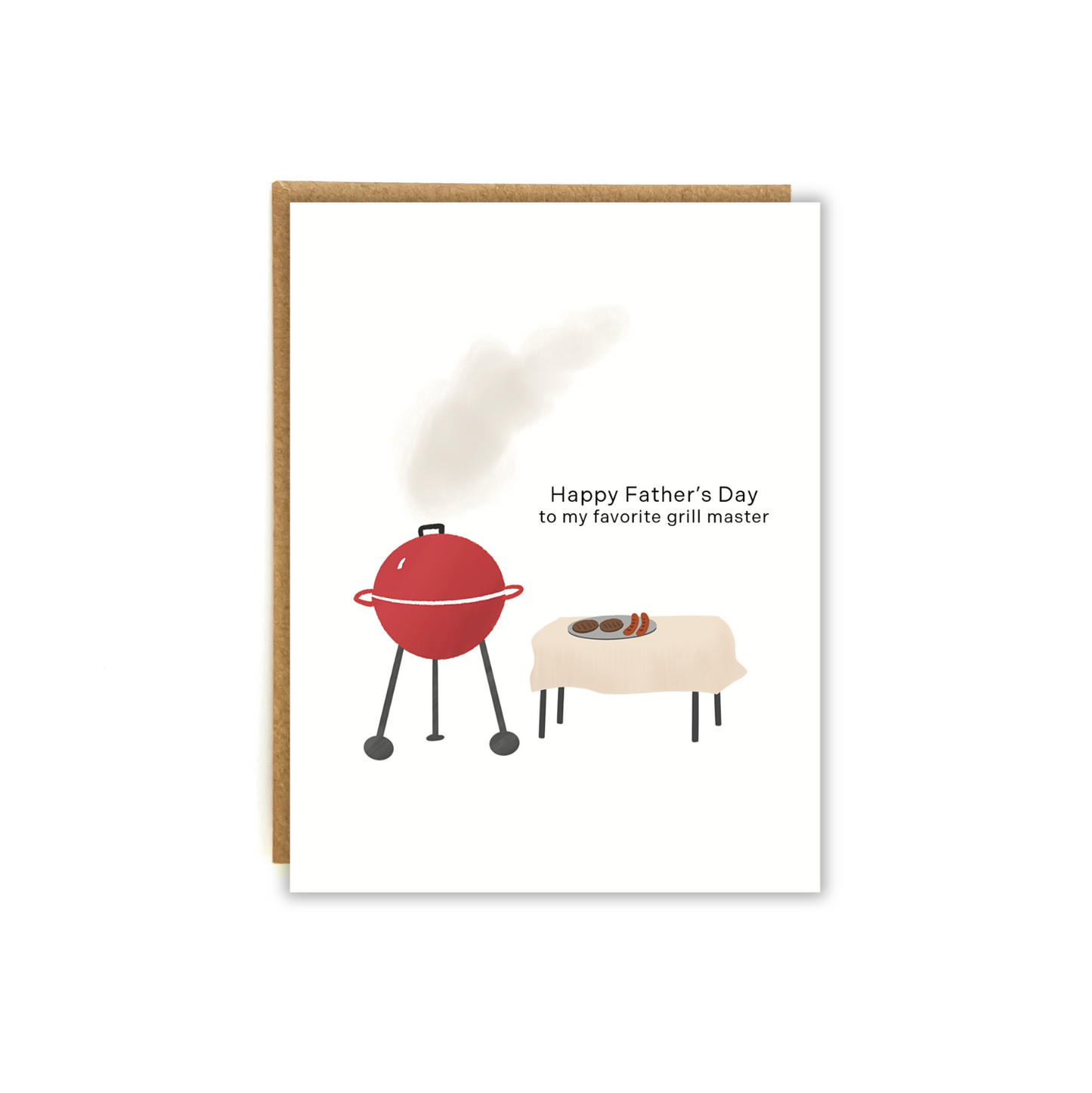 Father's day card featuring illustration of a grill with the words "to my favorite grill master"