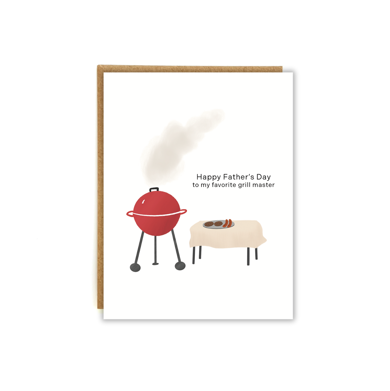 Father's day card featuring illustration of a grill with the words "to my favorite grill master"