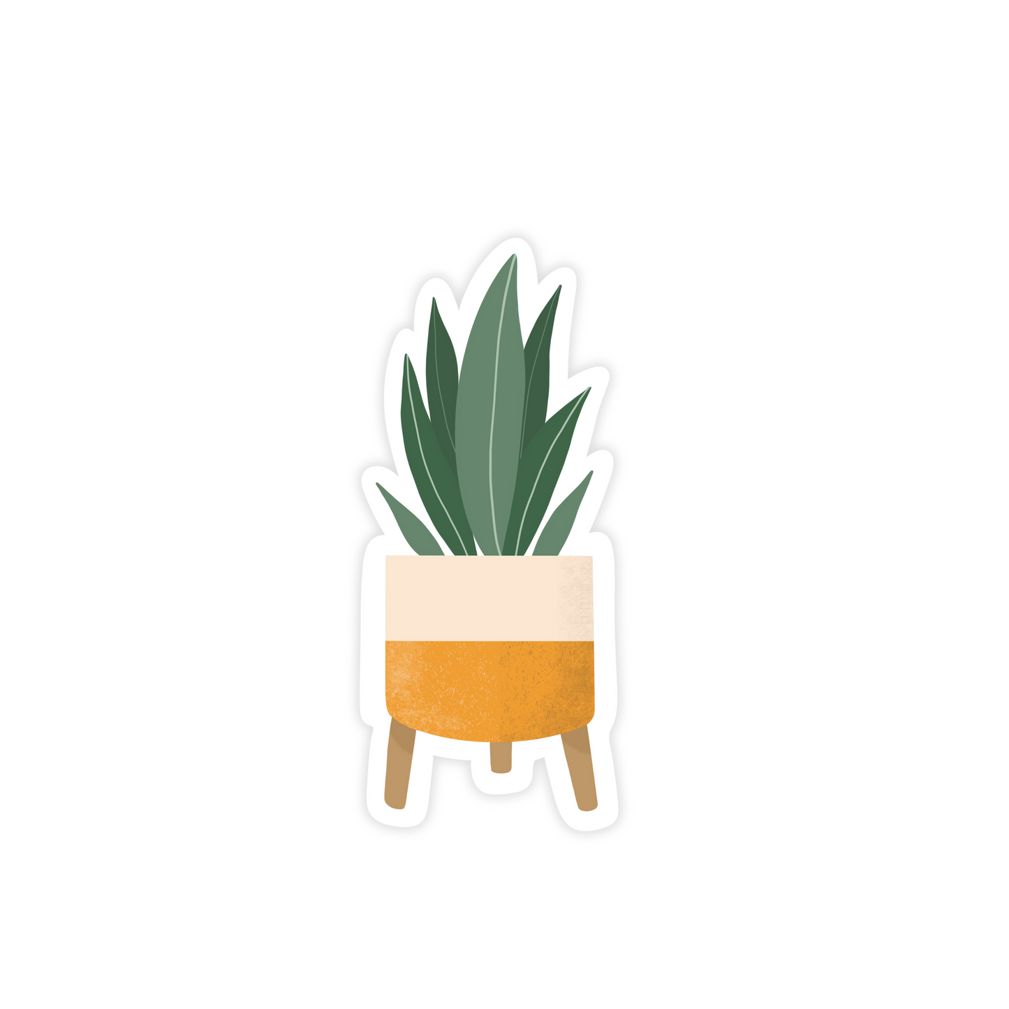 Sticker Illustration of a potted plant in a color block pot.