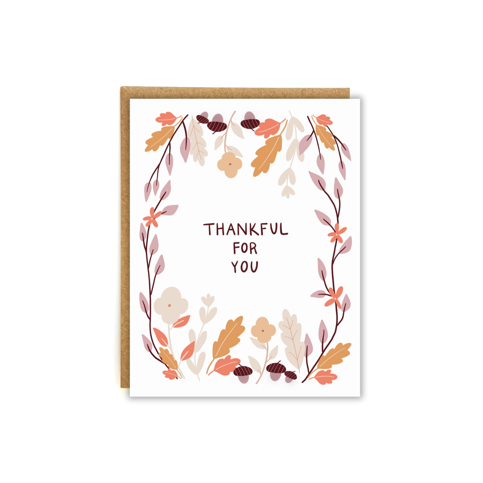 The text "thankful for you" surrounded by fall autumnal foliage