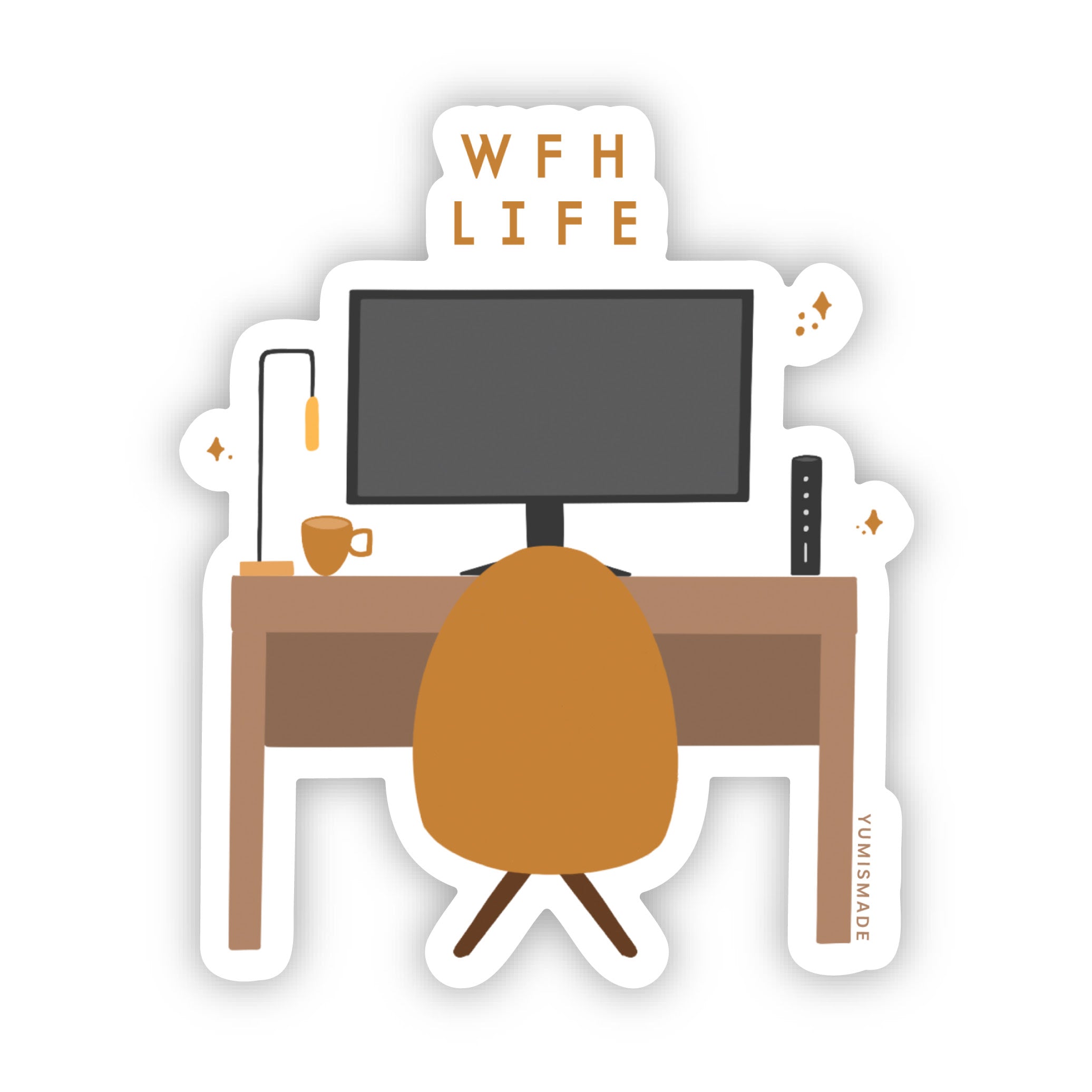 Workdesk Sticker Work from Home WFH Life Sticker — Cute Cozy Desk Vinyl Decal – Yumismade